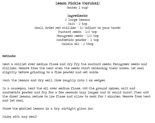 Lemon Pickle (Oorukkai) – The Tiffin Times